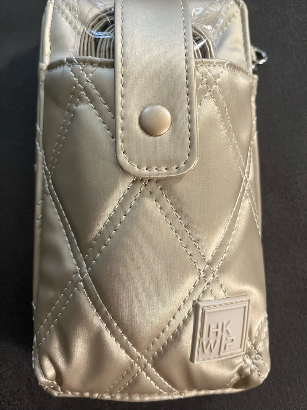 IHKWIP Quilted Crossbody Phone Pouch in Metallic Gold NWT